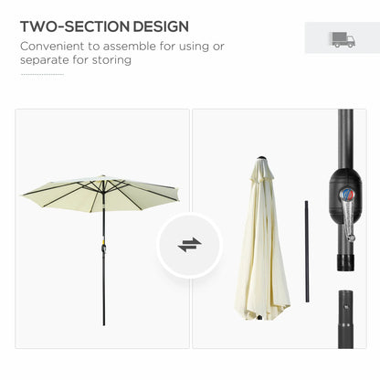 10' x 8' Round Market Umbrella, Crank Handle, Tilt, Beige Sun Umbrellas at Gallery Canada