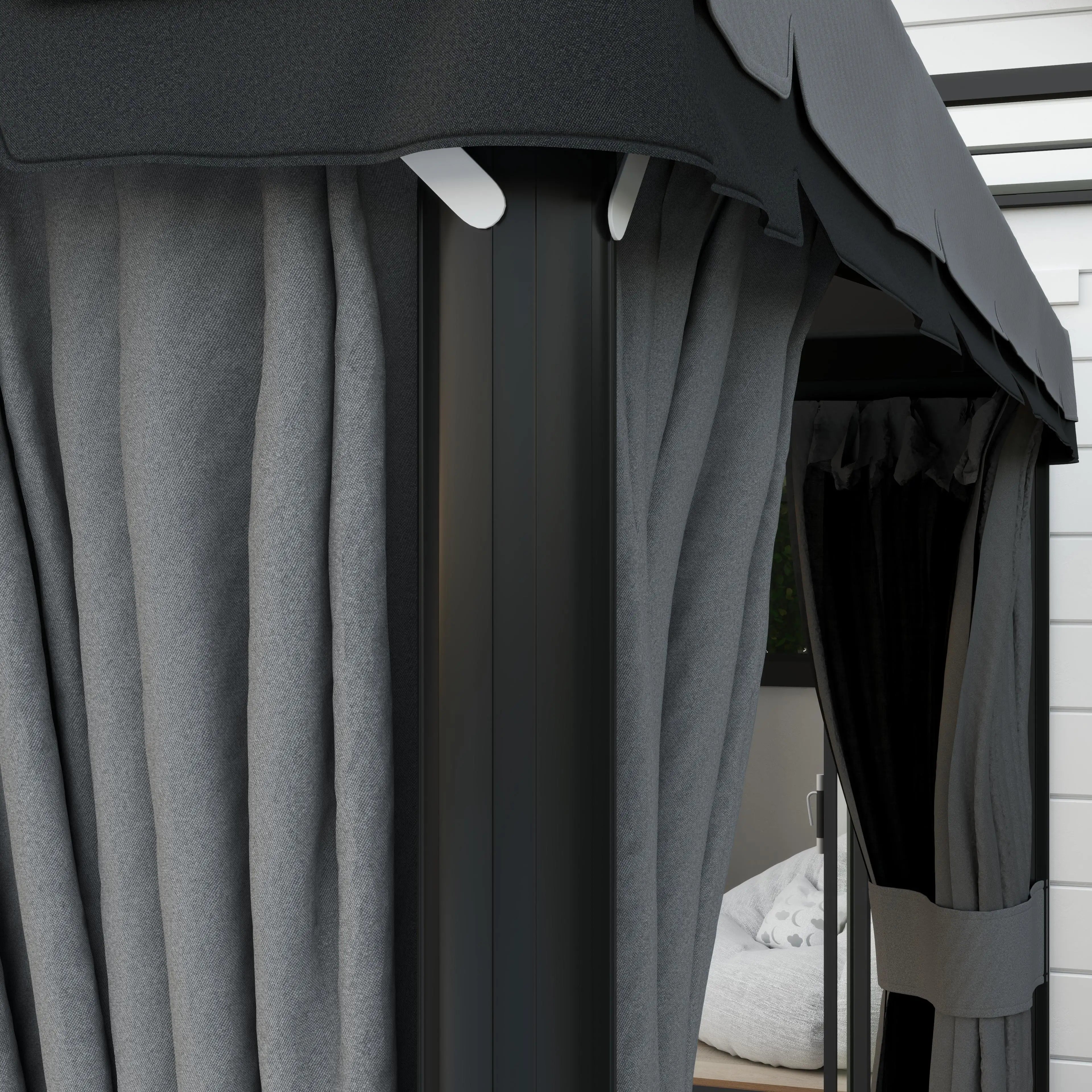 10' x 10' 2-Tier Gazebo, Zippered Mesh Sidewalls, Aluminum Frame, Light Grey Gazebos at Gallery Canada