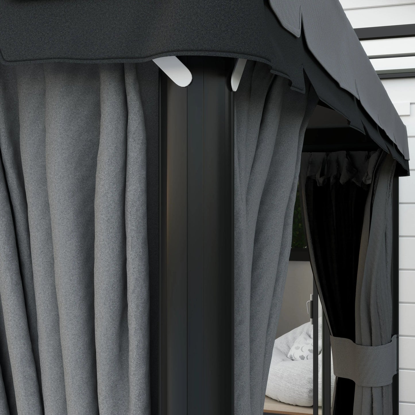 10' x 10' 2-Tier Gazebo, Zippered Mesh Sidewalls, Aluminum Frame, Light Grey Gazebos at Gallery Canada