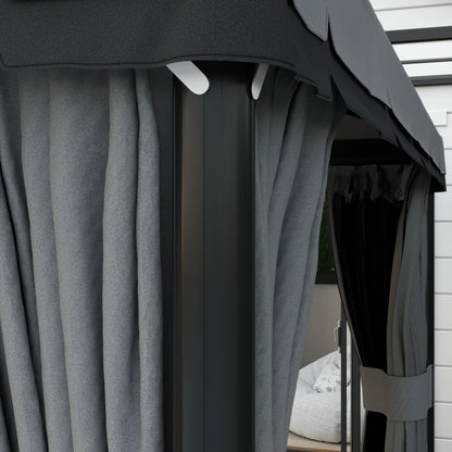 10' x 10' 2-Tier Gazebo, Zippered Mesh Sidewalls, Aluminum Frame, Light Grey Gazebos at Gallery Canada