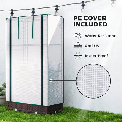 Raised Garden Bed Kit with Trellis, PE Cover, Zipper Door, 31.5 x 15.7 x 48.8 Inch, Brown Raised Garden Beds at Gallery Canada