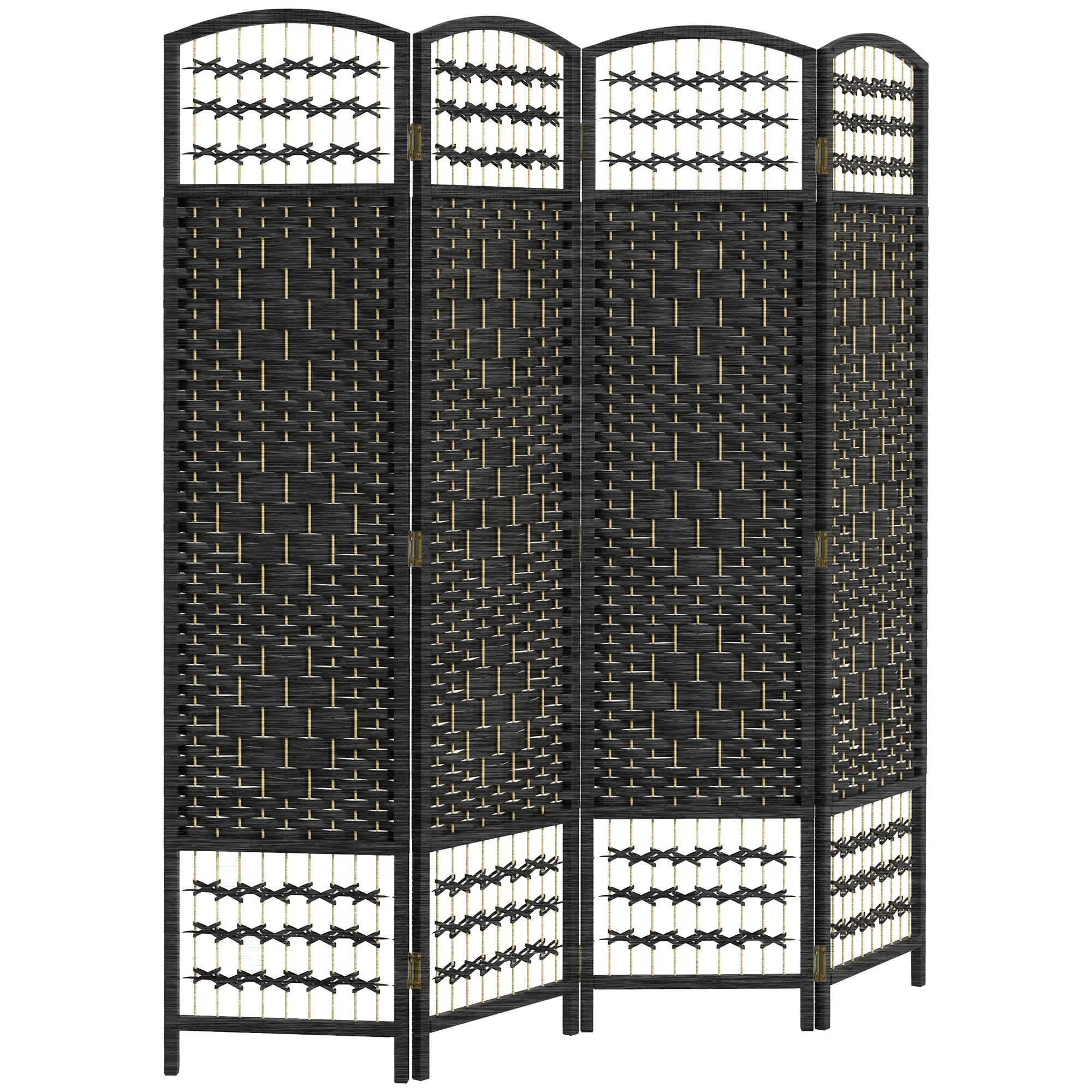 4 Panel Folding Room Divider, Portable Privacy Screen, Black Room Dividers Black at Gallery Canada