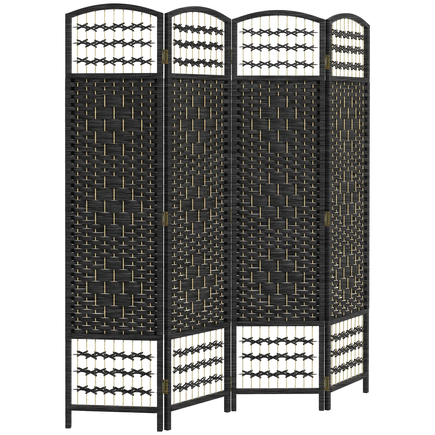 4 Panel Folding Room Divider, Portable Privacy Screen, Black Room Dividers Black at Gallery Canada