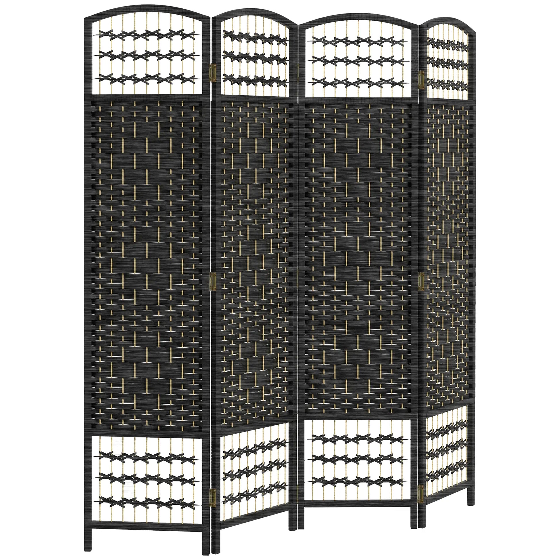 4 Panel Folding Room Divider, Portable Privacy Screen, Black Room Dividers Black at Gallery Canada