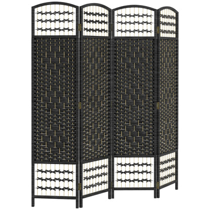 4 Panel Folding Room Divider, Portable Privacy Screen, Black Room Dividers Black at Gallery Canada