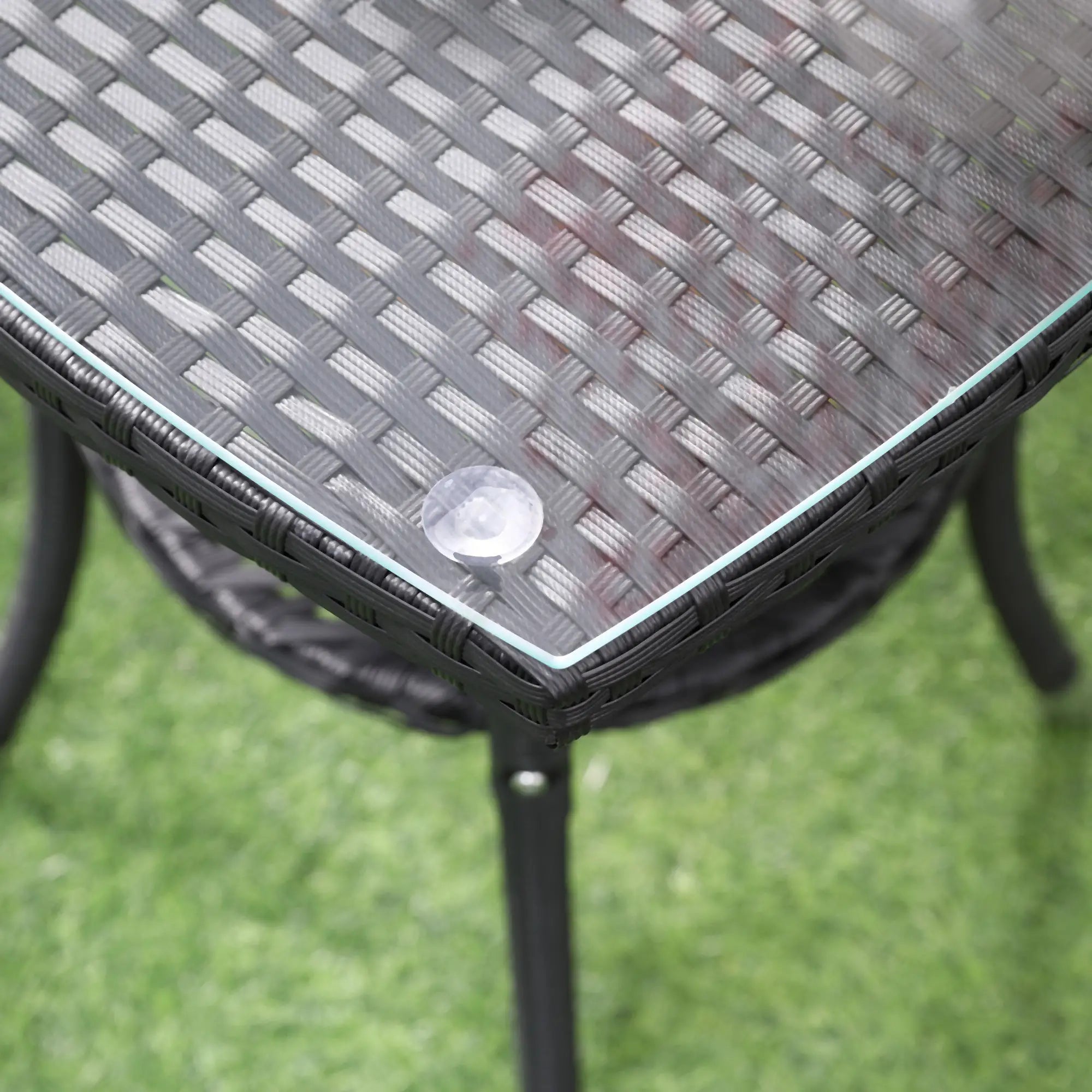 3-Piece Wicker Patio Set, Rattan Bistro with Glass Table, Cushions, Red Bistro Sets at Gallery Canada