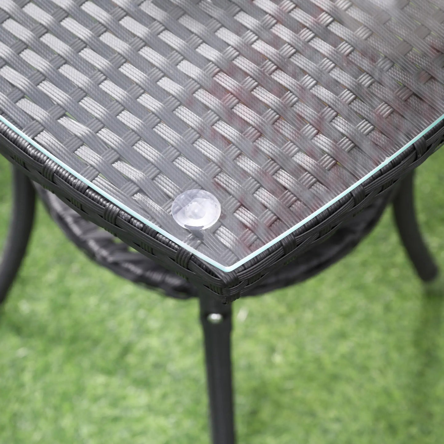 3-Piece Wicker Patio Set, Rattan Bistro with Glass Table, Cushions, Red Bistro Sets at Gallery Canada