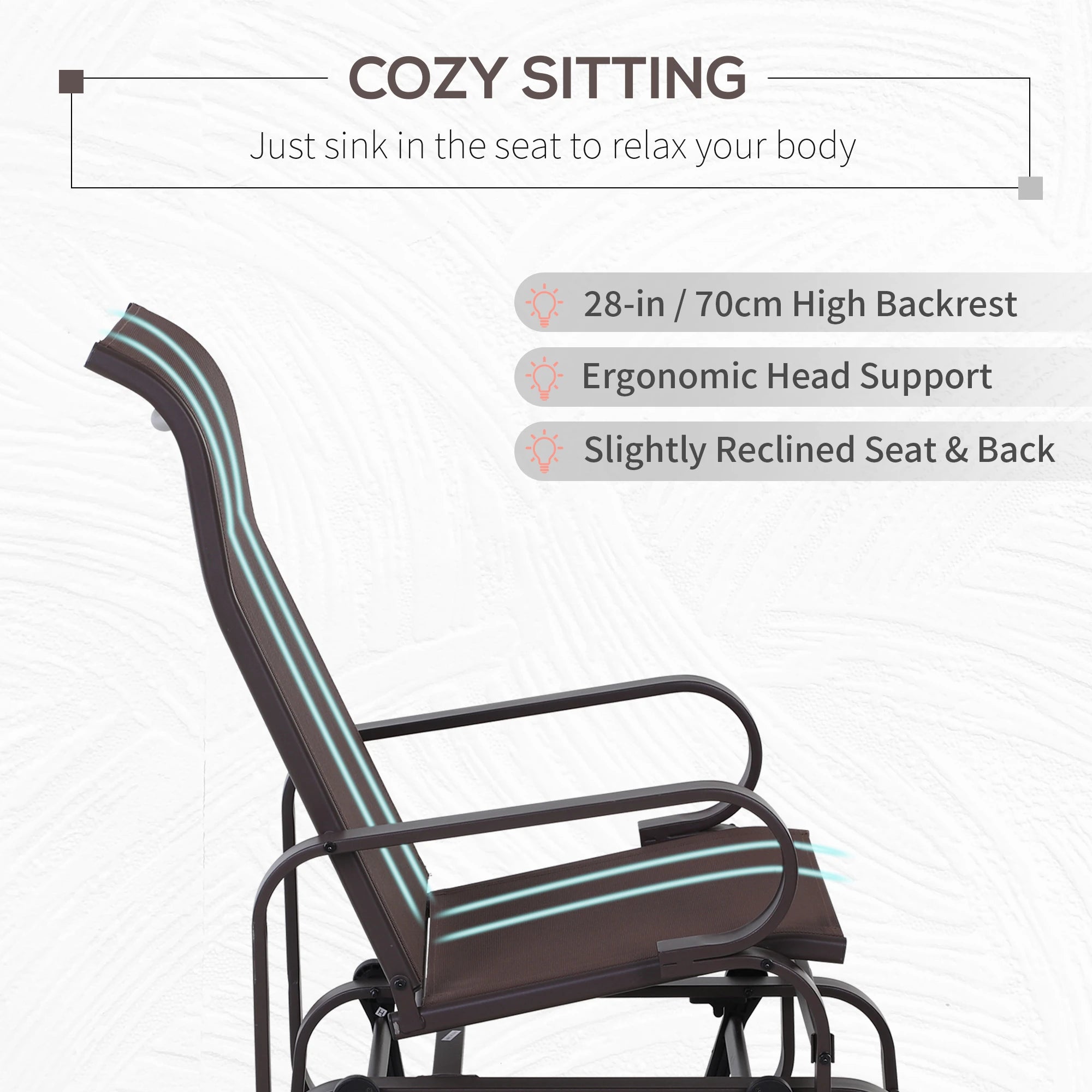 Patio Glider with Mesh Fabric, Outdoor Rocking Chair, Brown Outdoor Rocking Chairs at Gallery Canada