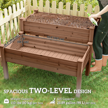 2 Tier Raised Garden Bed, Wooden Elevated Planter Box, Carbonised Raised Garden Beds at Gallery Canada