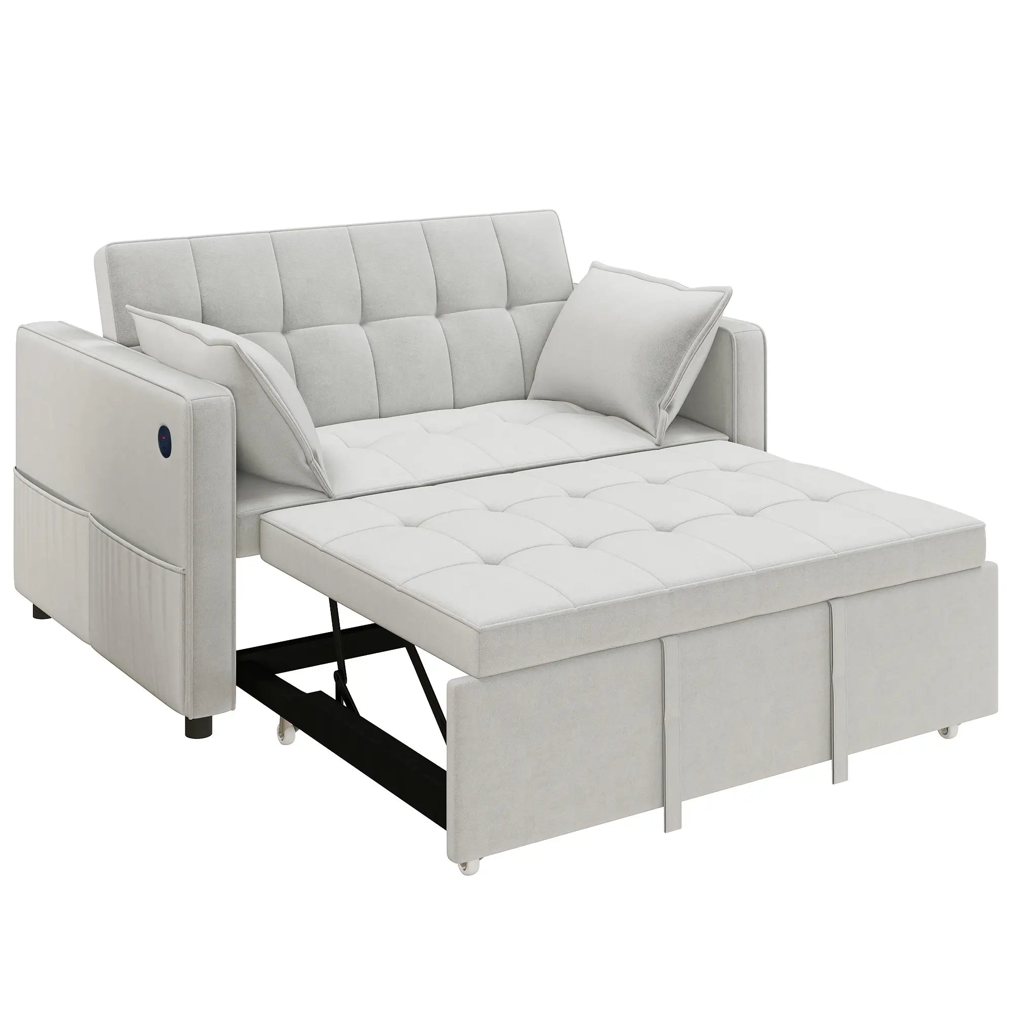3-In-1 Convertible Sofa Bed, Pull Out Sleeper, Adjustable Backrest, Beige 2-Seater Sofas Beige at Gallery Canada