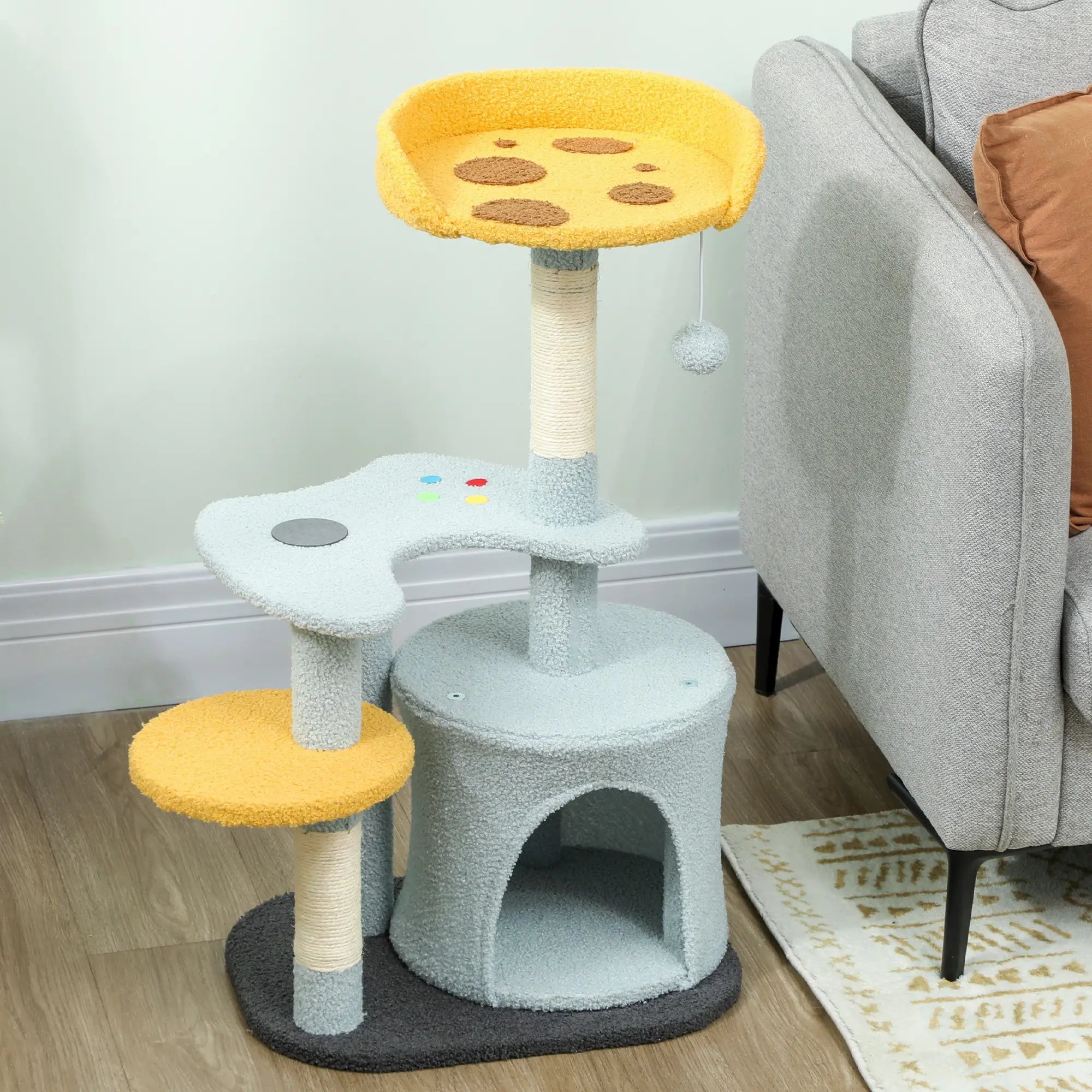 Cat Tree, 31.5 Inch, with Perch, Platform, Condo, Scratching Post, Blue Cat Posts at Gallery Canada