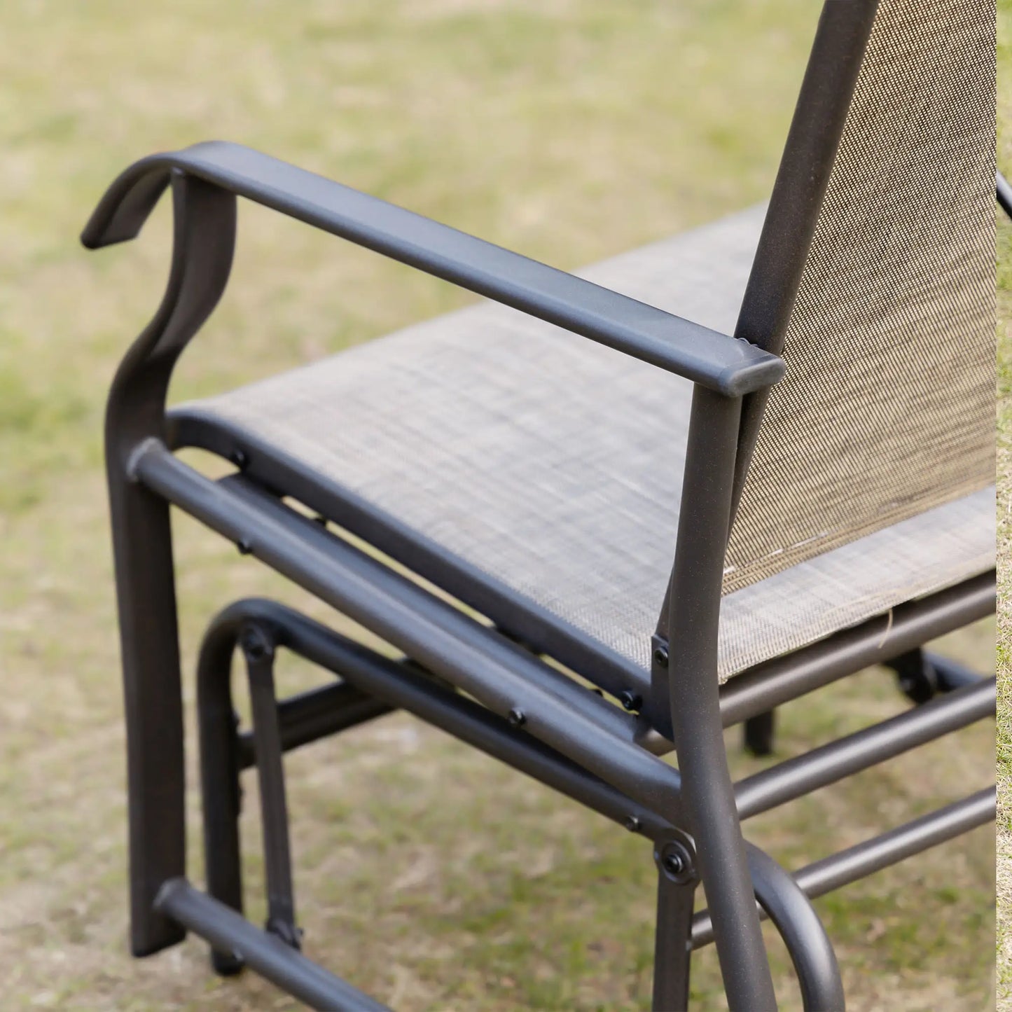 2 Outdoor Glider Chairs, 2 Person, Breathable Mesh, Steel Frame, Dark Brown Outdoor Rocking Chairs at Gallery Canada