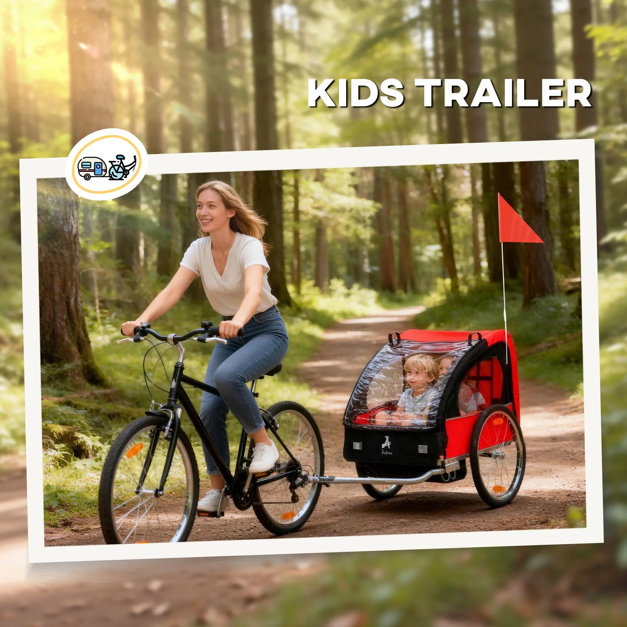 2-Seat Child Bike Trailer, Steel Frame, 5-Point Harness, Red Kids Bike Trailers at Gallery Canada