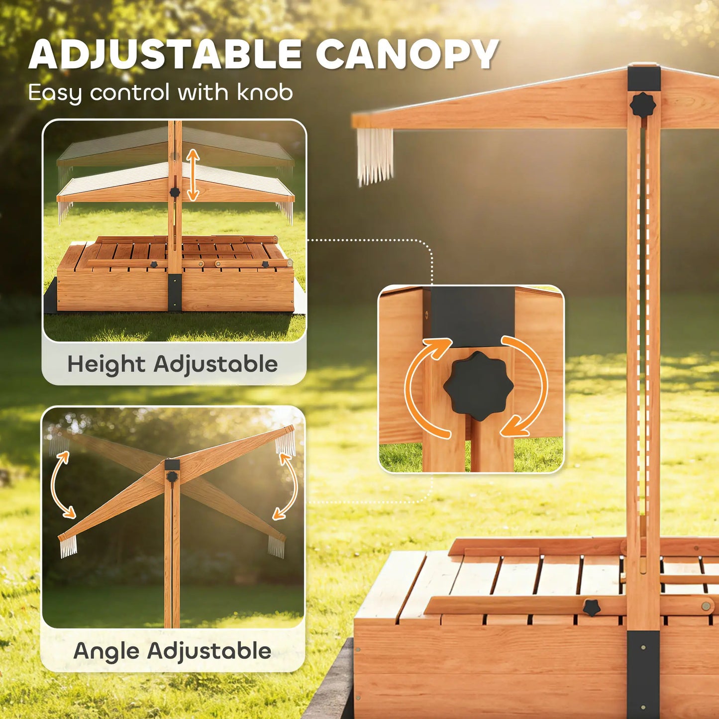 Kids Sandbox With Canopy, Wooden Sand Box, Foldable Picnic Table, Bench Seats Sandboxes & Accessories at Gallery Canada