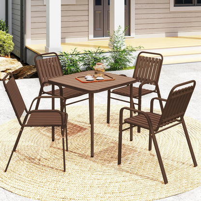 Stackable Outdoor Dining Chairs, Set of 4, Dark Brown Outdoor Dining Sets at Gallery Canada