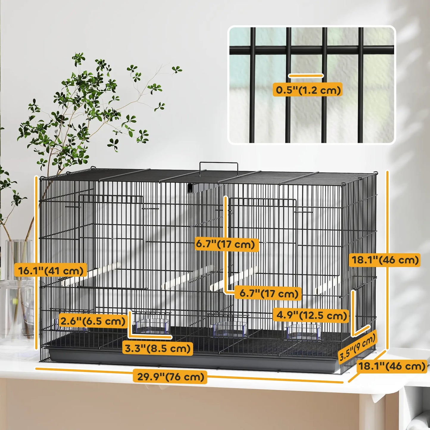 18" H Bird Cage, Large Parakeet Cage, Black Bird Cages at Gallery Canada