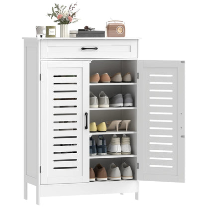 Shoe Cabinet With Louvered Doors, Drawer, Adjustable Shelves, White Shoe Storage Cabinets & Racks at Gallery Canada