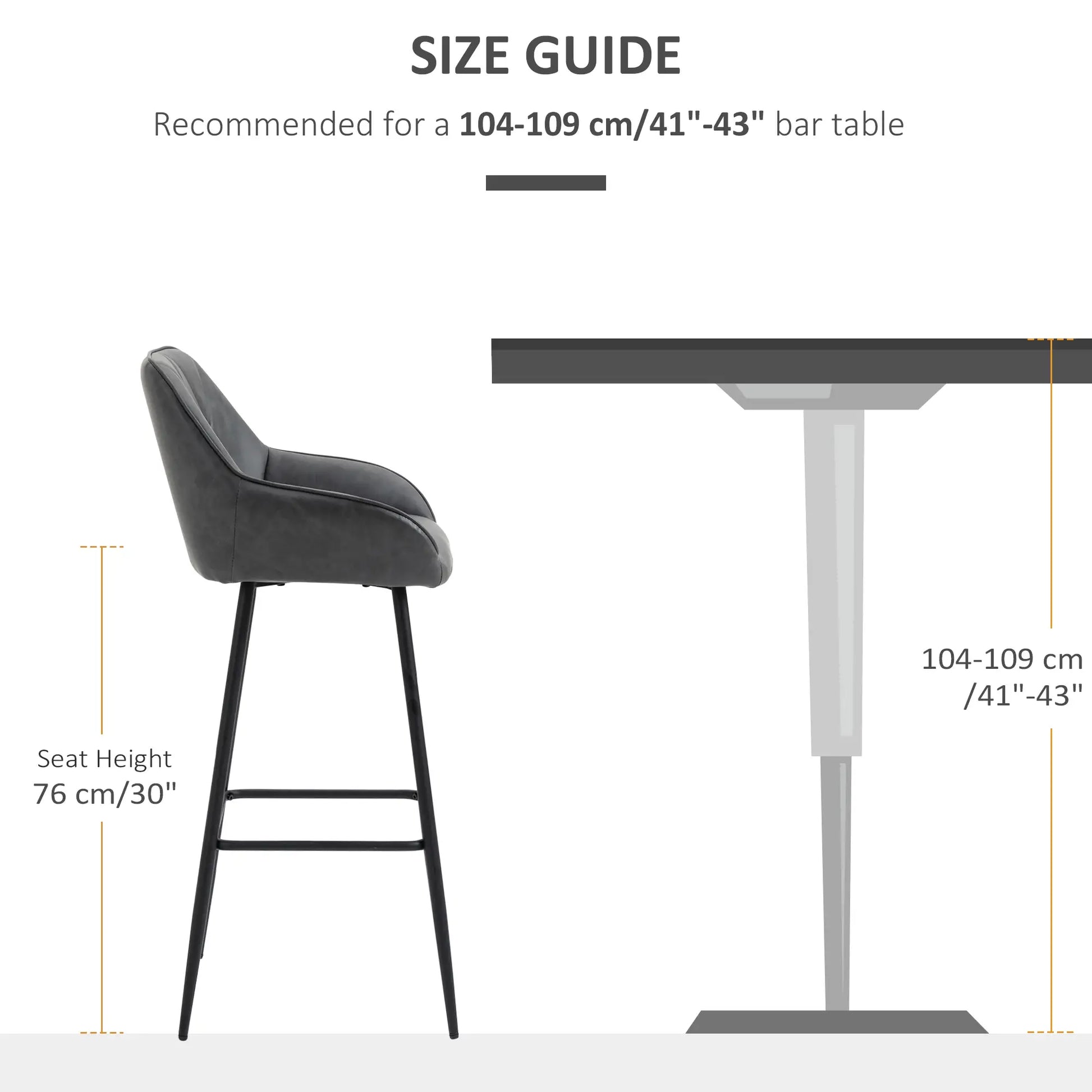 Retro Bar Stools Set of 2, 30" (76 cm.), Kitchen Island Chairs with Backs, Grey Bar Stools at Gallery Canada