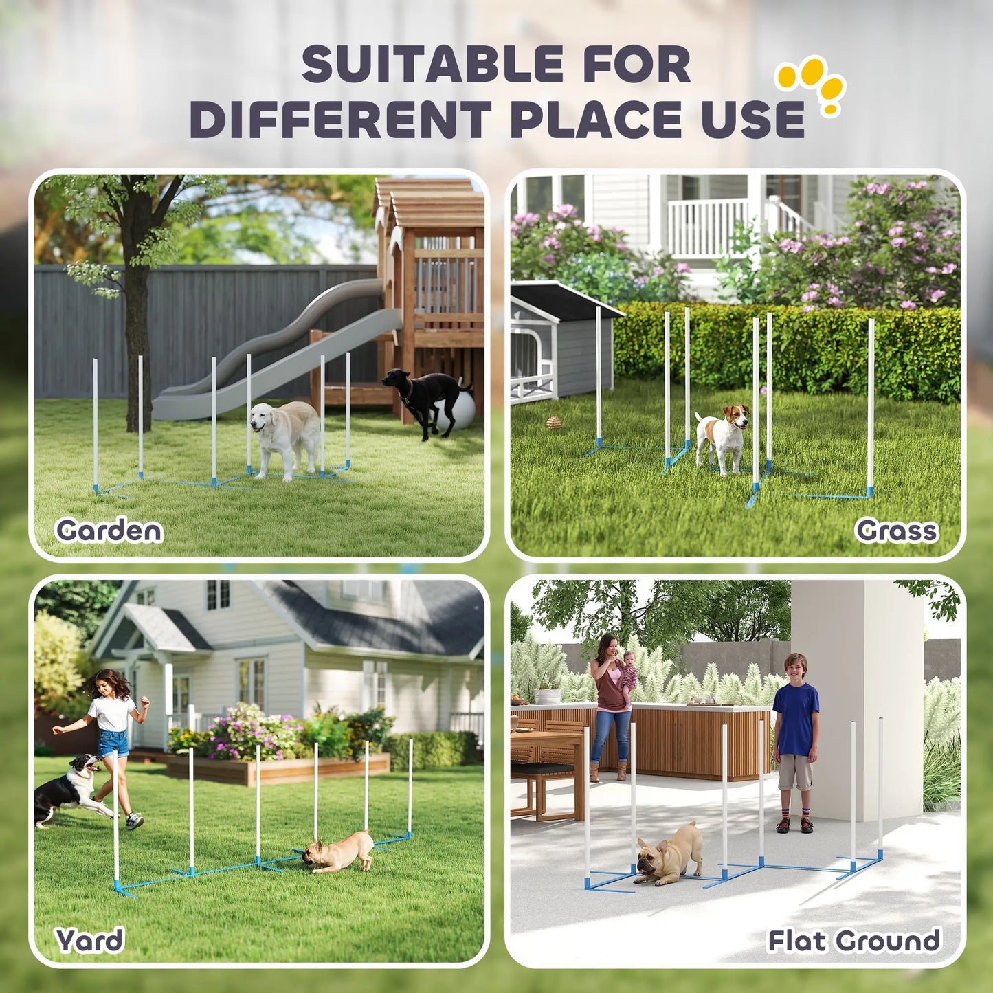 Adjustable Dog Agility Training Set, Weave Poles, Storage Bag, Blue and White Dog Agility Training Equipment at Gallery Canada