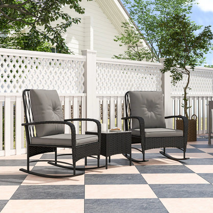 3pc Rattan Bistro Set, Wicker Patio Furniture, Rocking Chairs, Grey Bistro Sets at Gallery Canada