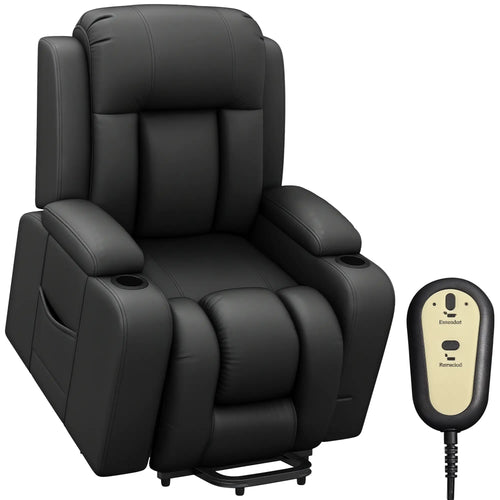 Electric Lift Chair, Power Recliner with Footrest, Remote, Cup Holders, Grey