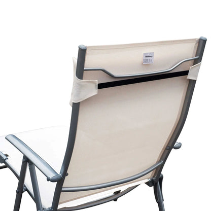 Heavy Duty Adjustable Folding Chair, Outdoor Sun Lounger, 7 Positions, Cream Lounger Chairs at Gallery Canada