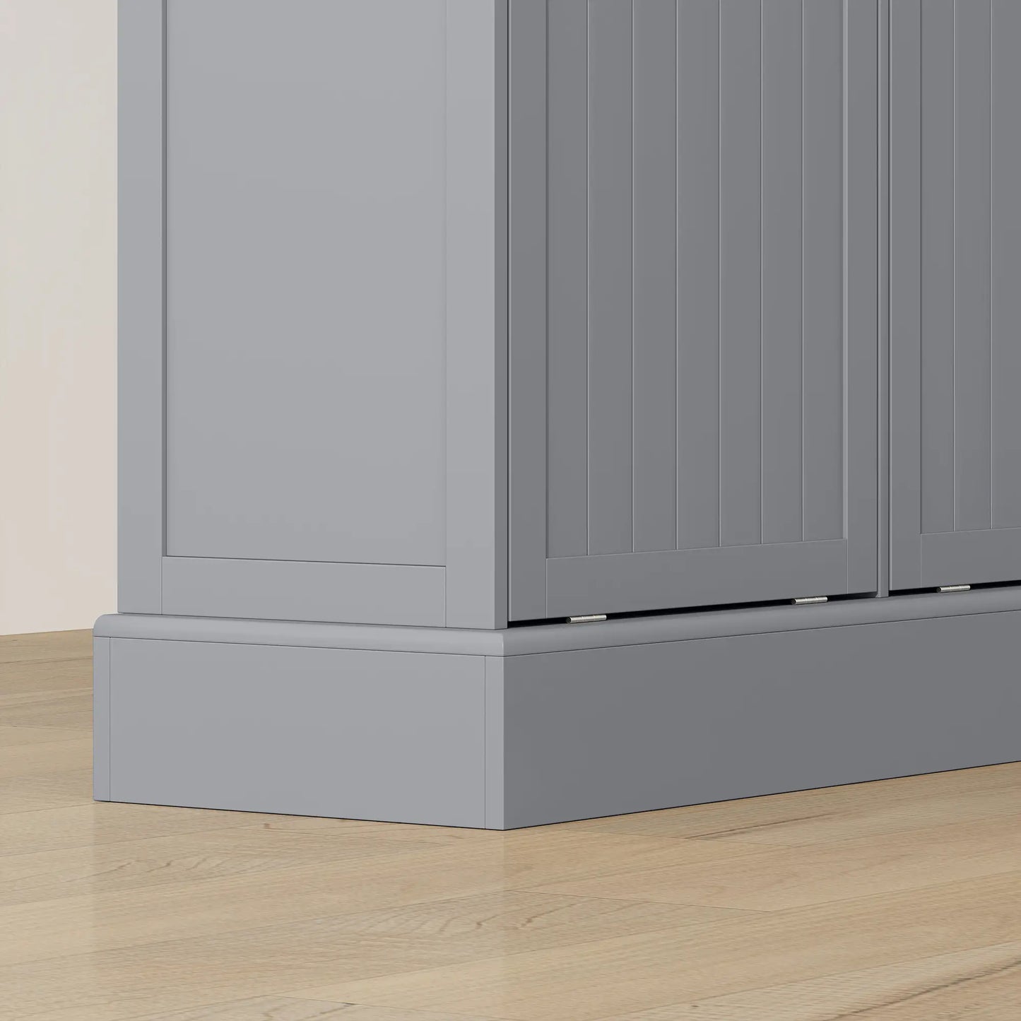 Kitchen Cabinet with Charging Station, 2 Tilt Out Cabinets, Microwave Stand, Grey Kitchen Pantry Cabinets at Gallery Canada