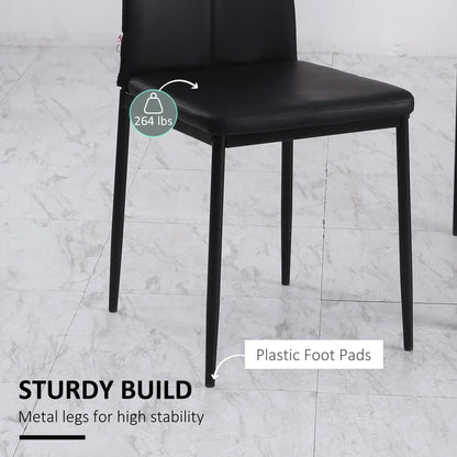 Set of 6 Button Tufted Side Chairs, Upholstered Seat, Steel Legs, Black Dining Chairs at Gallery Canada