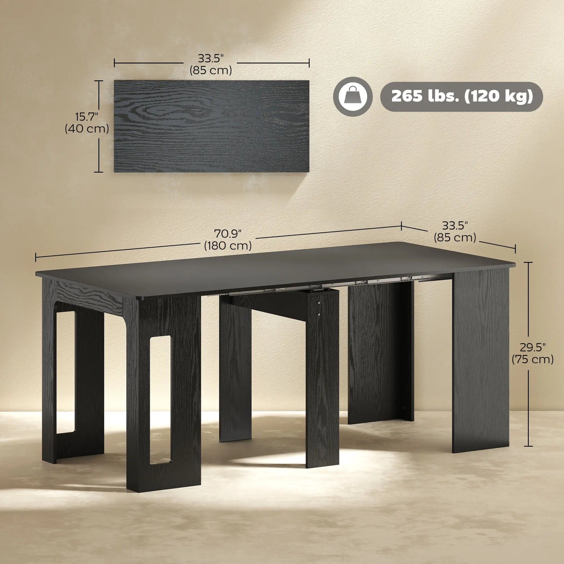 Extendable Dining Table, Expandable Kitchen Table, Seats 6, Distressed, Black Dining Tables at Gallery Canada