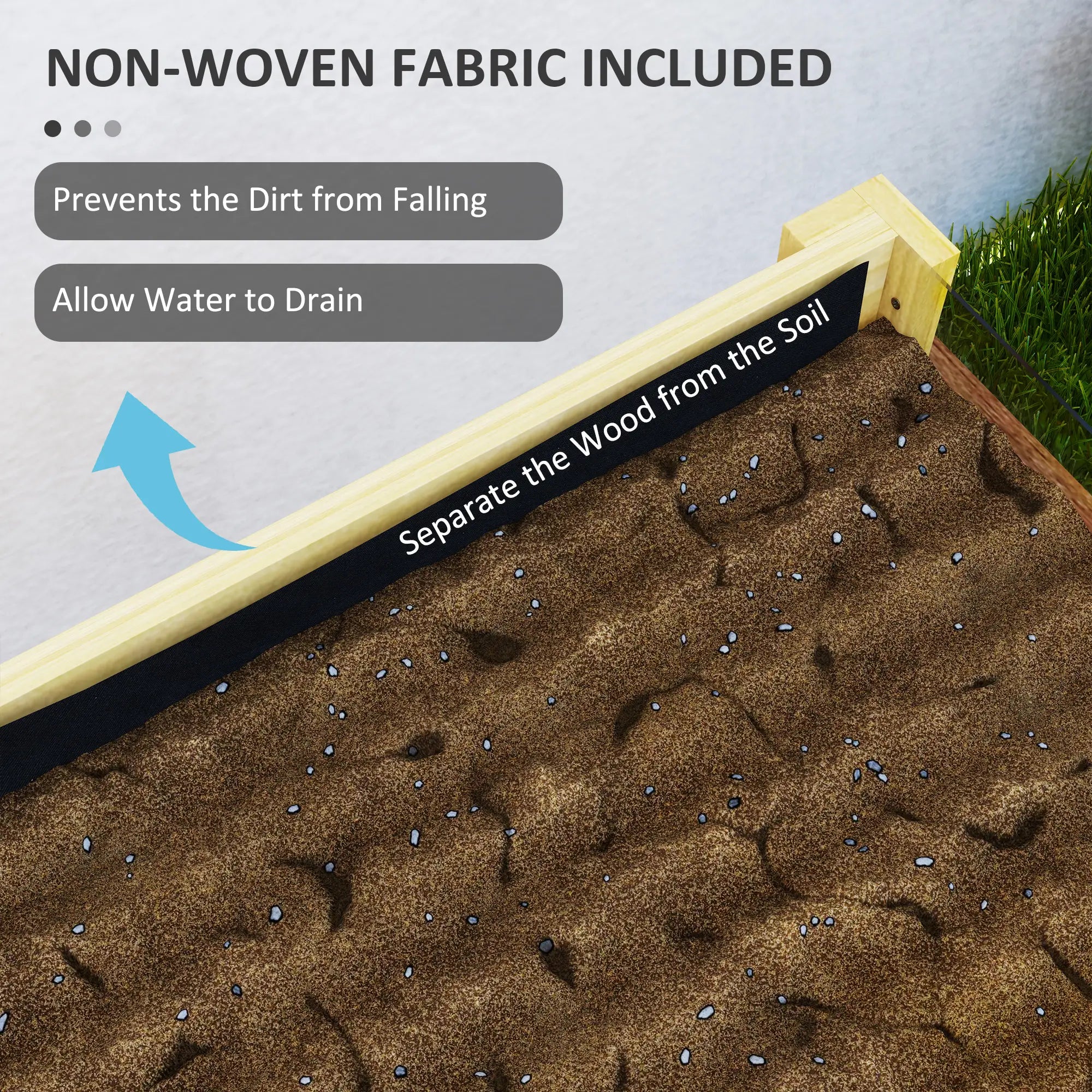 Wooden Raised Garden Bed, Acrylic Panels, Drainage Holes, 29.5