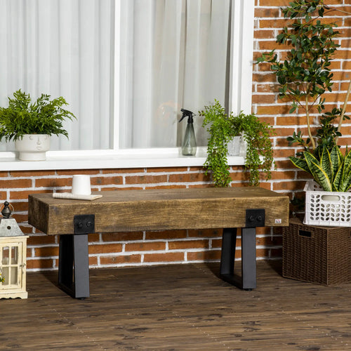 Garden Bench with Metal Legs, Rustic Wood Concrete Outdoor Patio, Concrete