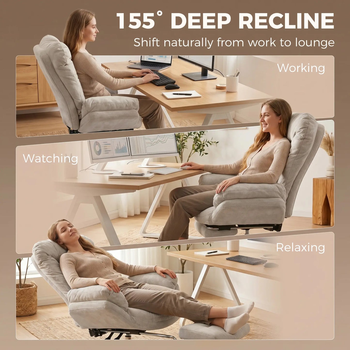 Criss Cross Chair with Wheels, Waterfall Armrests, Light Grey