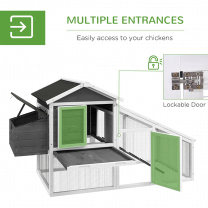 69 Wooden Chicken Coop with Run, Nesting Box, Tray, Grey Chicken Coops at Gallery Canada