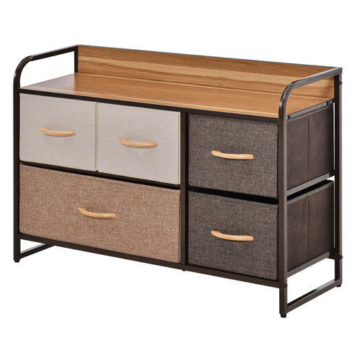 5-Bin Dresser Storage Tower, Fabric Bins with Metal Frame
