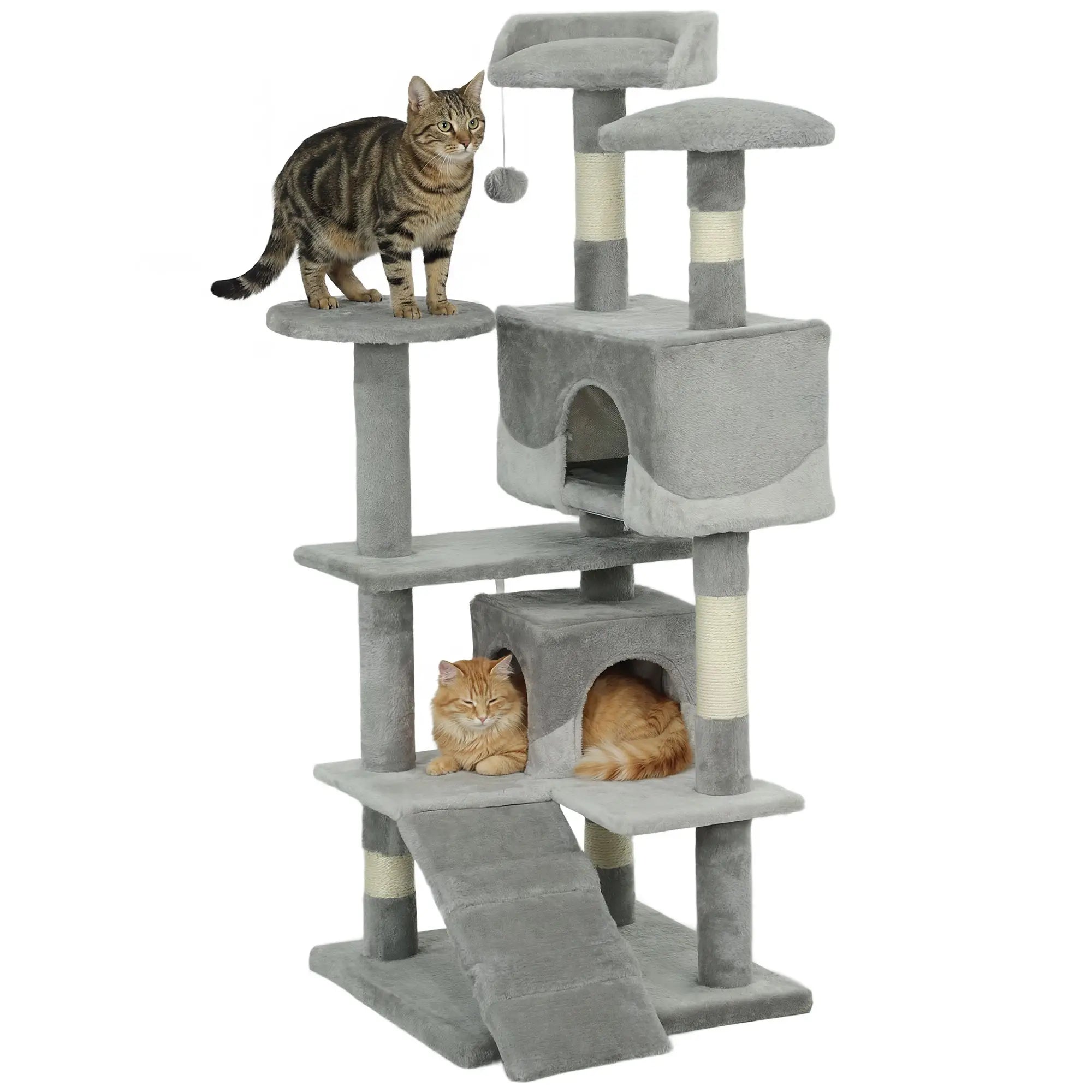 53 Cat Tree Scratching Post, Multi-Level Play House, Grey Cat Trees at Gallery Canada