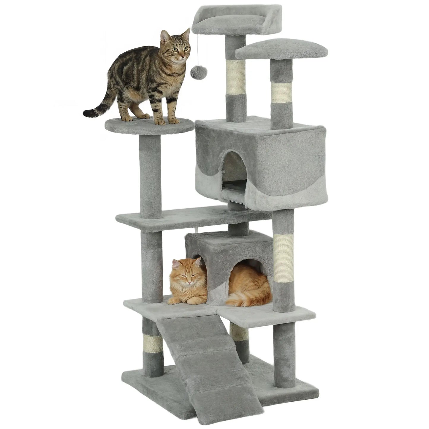 53 Cat Tree Scratching Post, Multi-Level Play House, Grey Cat Trees at Gallery Canada