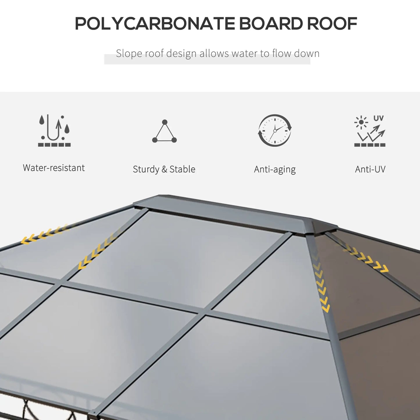 13' x 10' Polycarbonate Hardtop Gazebo, Aluminum Frame, Dark Grey Gazebos at Gallery Canada