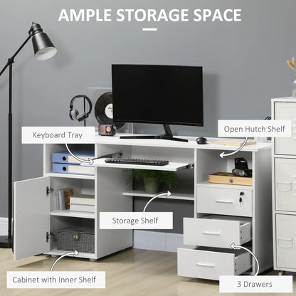 Computer Desk With Keyboard Tray, Drawers, White Computer Desks at Gallery Canada