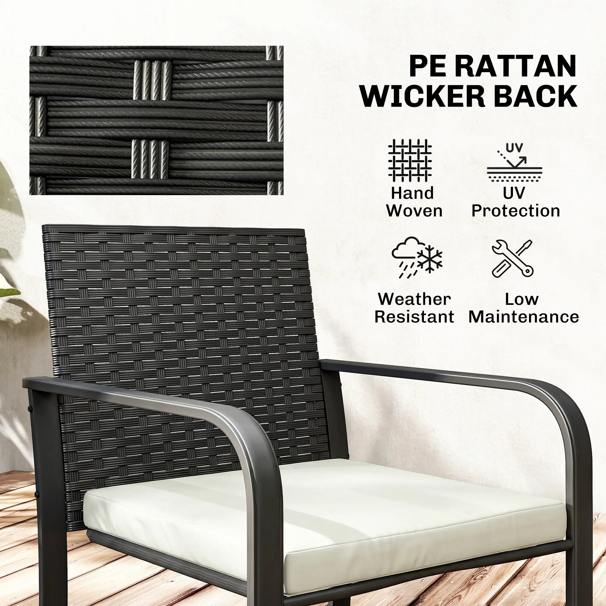 3 Piece Wicker Patio Set, Glass Table, Mesh Seat, Cream White Patio Furniture Sets at Gallery Canada