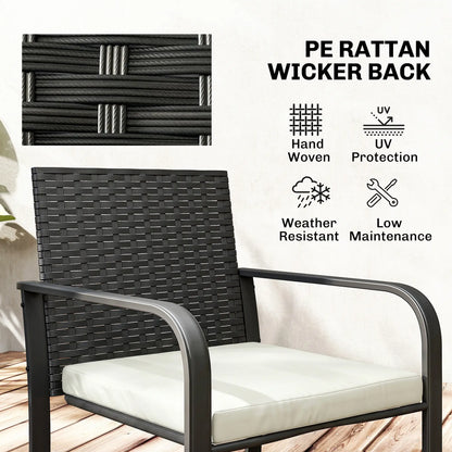 3 Piece Wicker Patio Set, Glass Table, Mesh Seat, Cream White Patio Furniture Sets at Gallery Canada