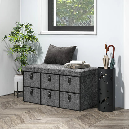 Shoe Bench with Seat, 6 Fabric Drawers, Charcoal Grey Shoe Storage Cabinets & Racks at Gallery Canada