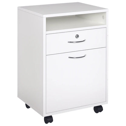 24" Vertical Filing Cabinet with Lock, Mobile, White Office Cabinets & Cupboards White at Gallery Canada