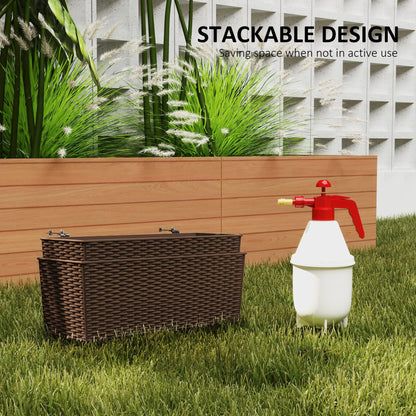 20 Inch Hanging Flower Pots, Railing Planter Box, Rattan Look, Brown Planter Set at Gallery Canada