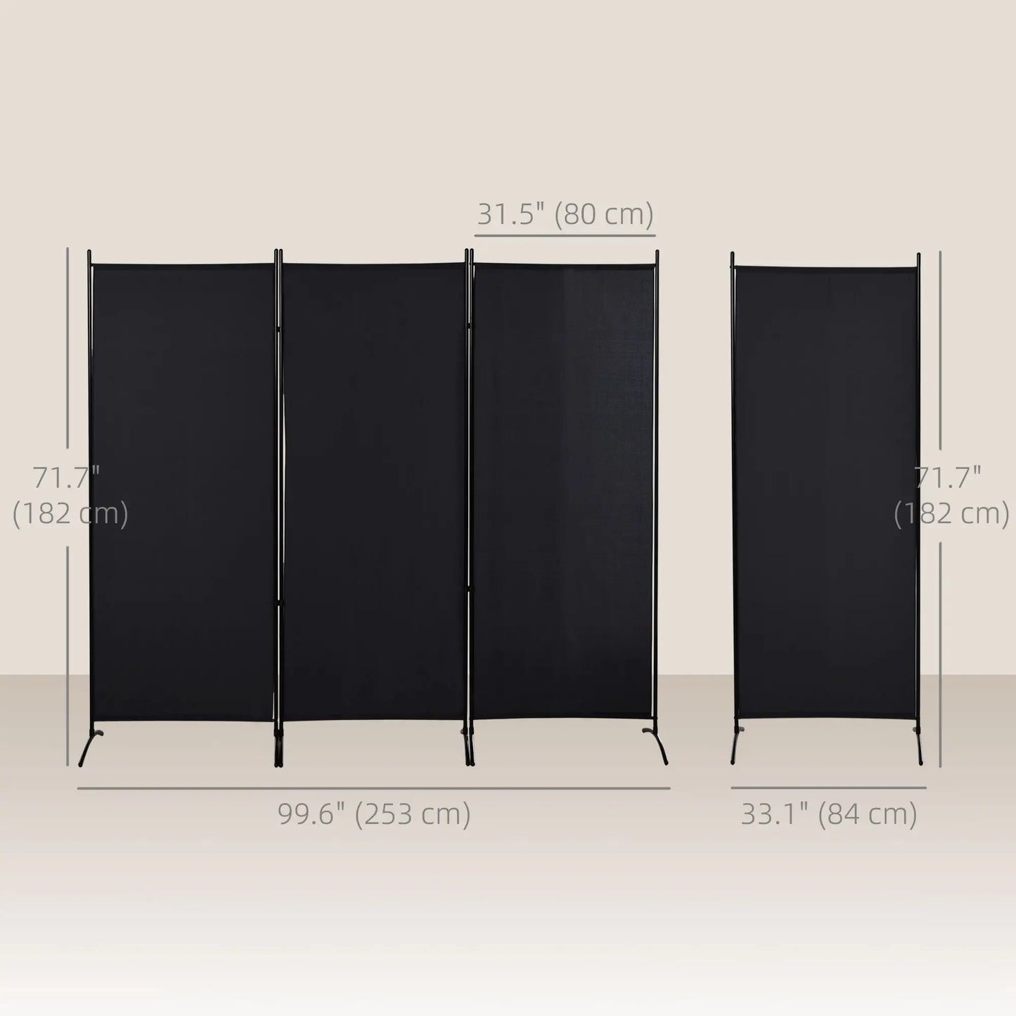 6' 3 Panel Room Divider, Double Hinged, Indoor Privacy Screen, Black Room Dividers at Gallery Canada