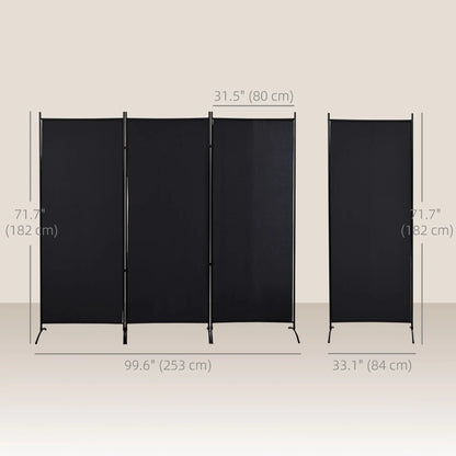6' 3 Panel Room Divider, Double Hinged, Indoor Privacy Screen, Black Room Dividers at Gallery Canada
