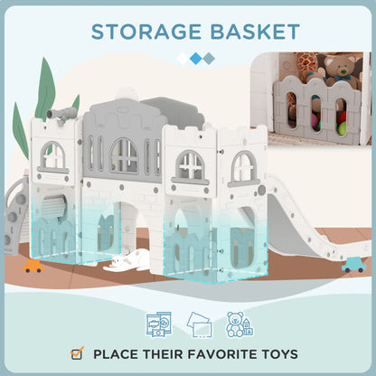7-In-1 Toddler Slide With Basketball Hoop, Climber, Tunnel, Grey Gym Sets & Swings at Gallery Canada