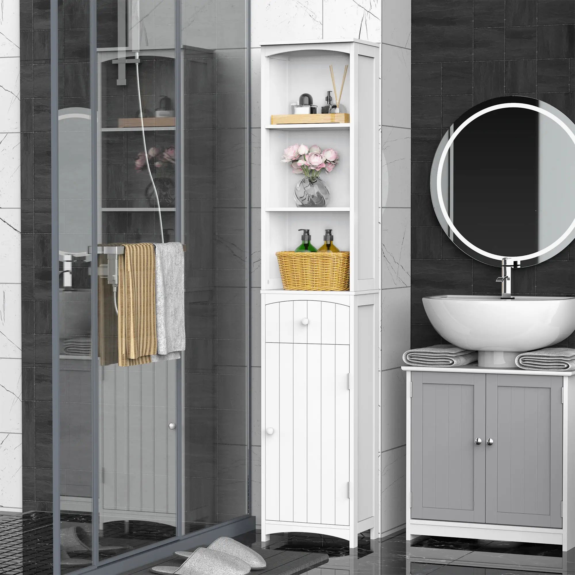 Tall Wooden Bathroom Cabinet, Storage Organizer, Kitchen Bedroom Bathroom Cabinets at Gallery Canada