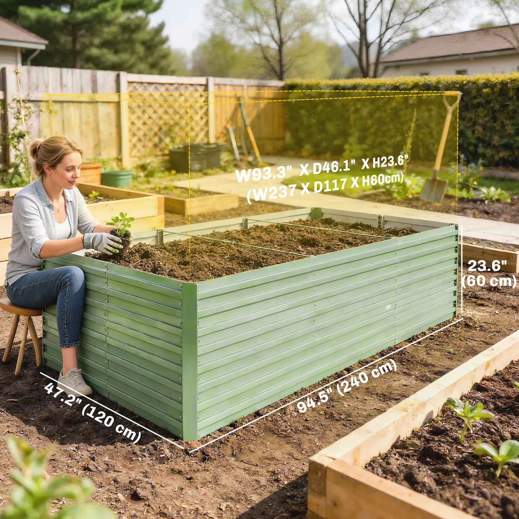 8' x 4' x 2' Galvanized Raised Garden Bed, Planter Box, Light Green Galvanized Planter Boxes at Gallery Canada