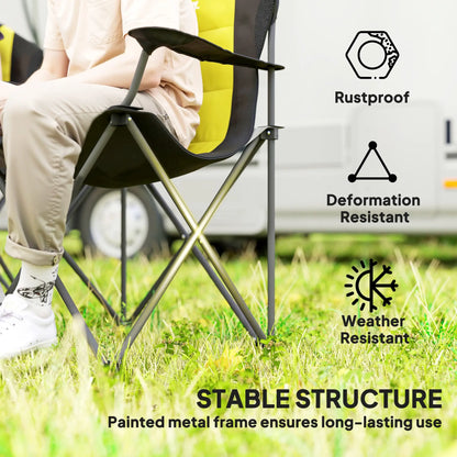 2 Pack Folding Camping Chairs, High Back w/ Cup Holder, Padded, Yellow Picnic Tables & Camping Chairs at Gallery Canada