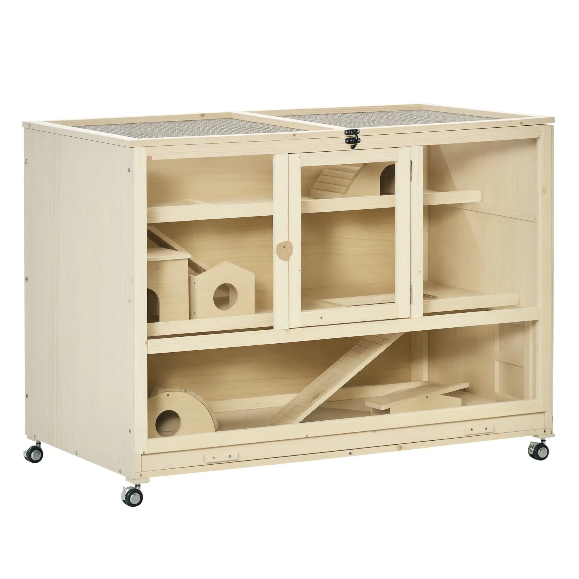 Wooden Hamster Cage, 3 Tier Rat Cage, Openable Roof, Run, Ladders, Wheels, Tray Hamster Cages at Gallery Canada